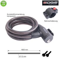 Edge Spiralkabelschloss Wired Ø 12 x 1800 mm