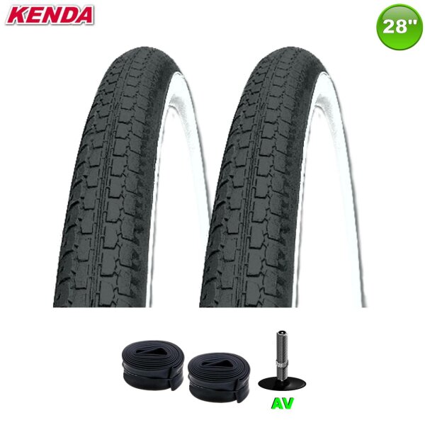 2 x Kenda K-127 Fahrraddecke schwarz/weiß 47-622 (28, x 1.75) + 2 Schläuche AV