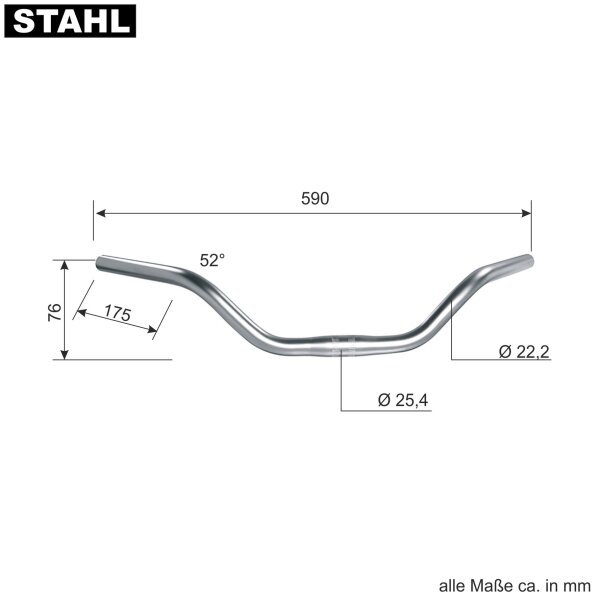 Fahrad Lenker Fahrradlenker Lenker aus Stahl silber 590 mm Bgelbreit,  13,99  *