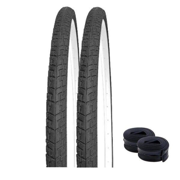 2 x Kenda K-830 Fahrradreifen schwarz/weiss 37-622 ( 28 x 1.40 ) + 2 Schläuche SV