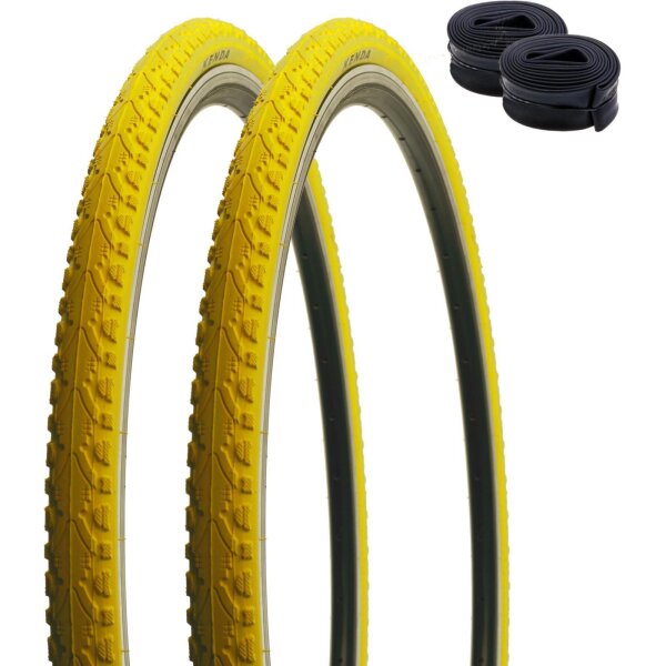 2 x Kenda K-935 Fahrradreifen in Gelb 40-622 (28 x 1,5) + 2 x Schläuche AV