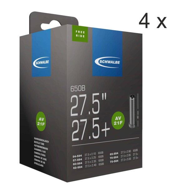 4 x Schwalbe AV21F-40 Freeride Fahrradschlauch 27,5+