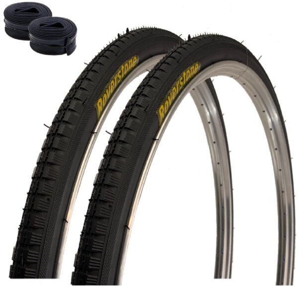 2 x Roverstone 28" Fahrradreifen Schwarz 40-635 (28 x 1  1/2) + 2 Schläuche DV