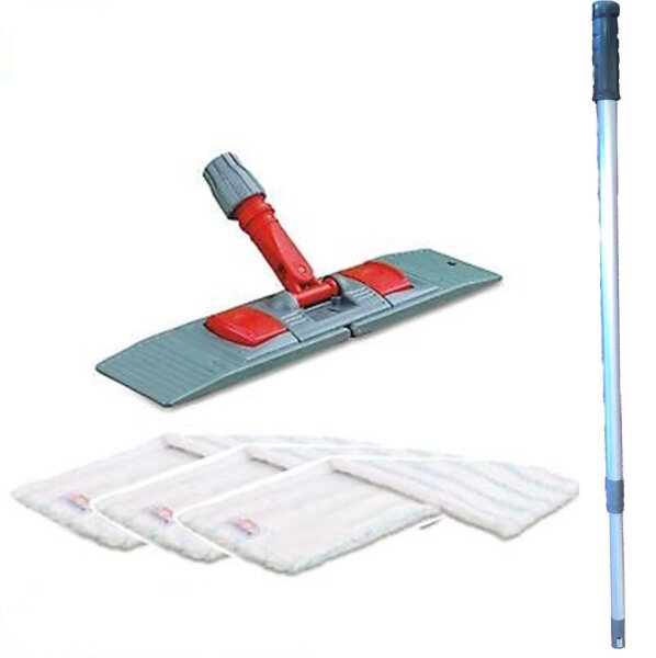 Wischmopp Set "Premium" mit Teleskopstiel 80 cm inkl.  3 x Wischmopp Mikrofaser