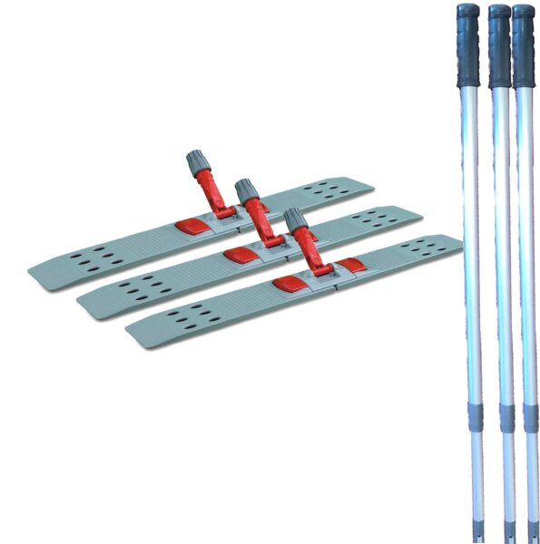 3 x Klapphalter mit Teleskopstiel für Wischmopp Bodenreinigung Mopp 80 cm