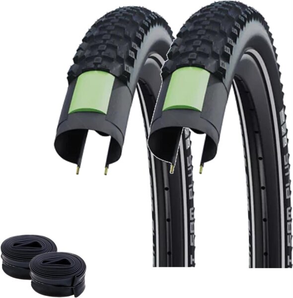2 x Schwalbe Smart Sam Plus Performance E-50 DD Greenguard Schwarz-Reflex 57-584 (27.5 x 2.25") + 2 x Schwalbe Schläuche SV19