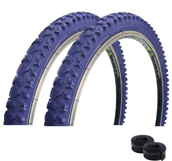2 x Roverstone 24" Fahrradreifen Fahrradmantel Dunkelblau 57-507  (24x2,125) + 2 Schläuche AV