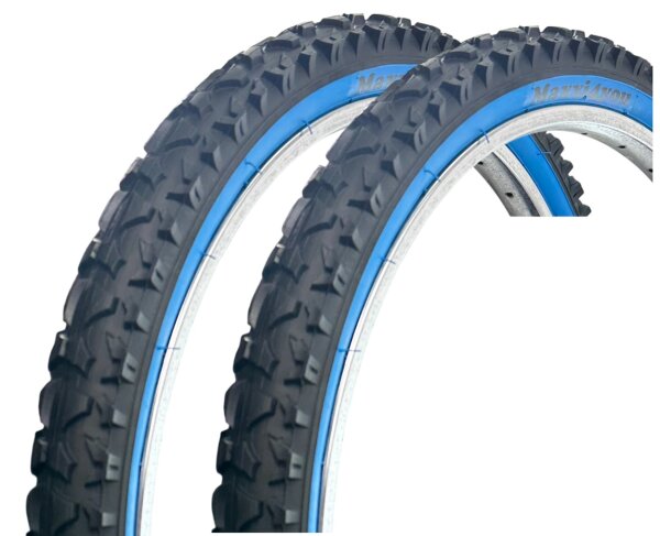 2 x maxxi4you HY-A109 Fahrradreifen Schwarz/Blau 54-507 (24 x 1,95)
