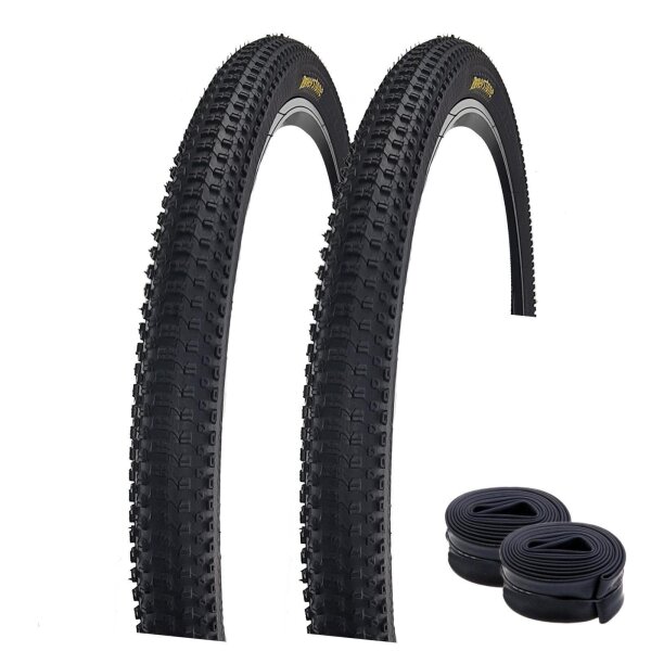 2 x Roverstone 27,5" Fahrradreifen Schwarz 54-584 (27,5 x 1,95) + 2 passende Schläuche SV