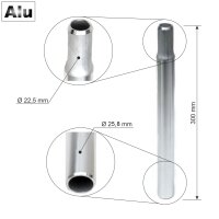 Alu Fahrrad Kerzensattelstütze Ø 25,0-29.0 mm/Länge 300 mm in silber