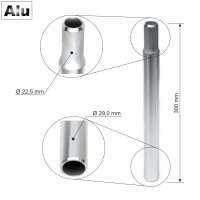 Alu Fahrrad Kerzensattelstütze Ø 25,0-29.0 mm/Länge 300 mm in silber