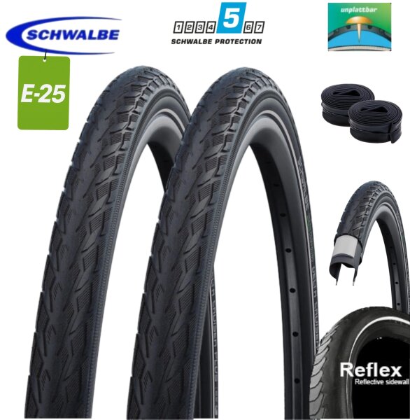 Schwalbe Delta Cruiser Plus Active PunctureGuard E-25 Fahrradreifen Schwarz/Reflex 47-406 (20 x 1,75)
