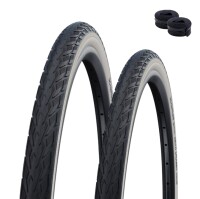 Schwalbe Delta Cruiser Plus Fahrradreifen Active PunctureGuard Green Compound E-25 Schwarz/Weiß+Reflex 37-590 (26 x 1 3/8")