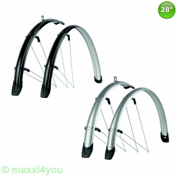 Fahrrad Schutzblech -Set 28" Schwarz oder Silber 45 oder 56 mm breit