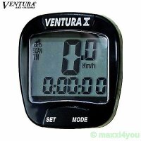 Ventura X 10 Funktionen Fahrradcomputer schwarz Tacho...