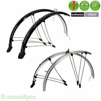 26" Fahrrad Schutzblechset Schwarz o. Silber 60 mm...