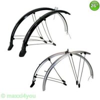 26" Fahrrad Schutzblechset Schwarz o. Silber 60 mm Schutzblech 26 Zoll