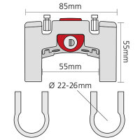 Rixen & Kaul Lenkeradadapter abschließbar für Taschen Körbe Kartenhalter Standard 22-26 mm