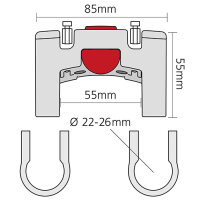 Klickfix Lenkradadapter Körbe Taschen Kartenhalter Standard 22-26 mm