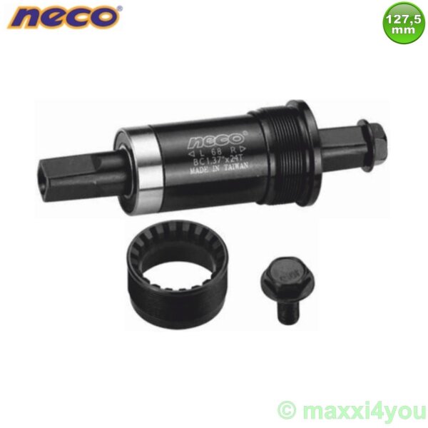 NECO Fahrrad Innenlager Tretlager Schraublager BSA - JIS Länge 127,5/30,5 mm