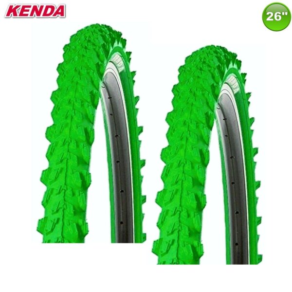 2  x Kenda MTB K-829 Fahrradreifen Mantel Decke Grün - 26 x 1.95 - 50-559