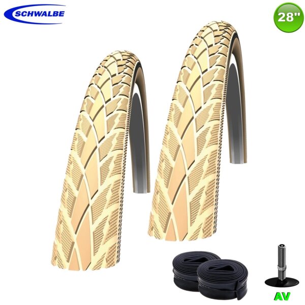 2 x Schwalbe Road Cruiser Decke Creme mit Reflex 42-622 (28 x 1.60) + 2 Schläuche AV17