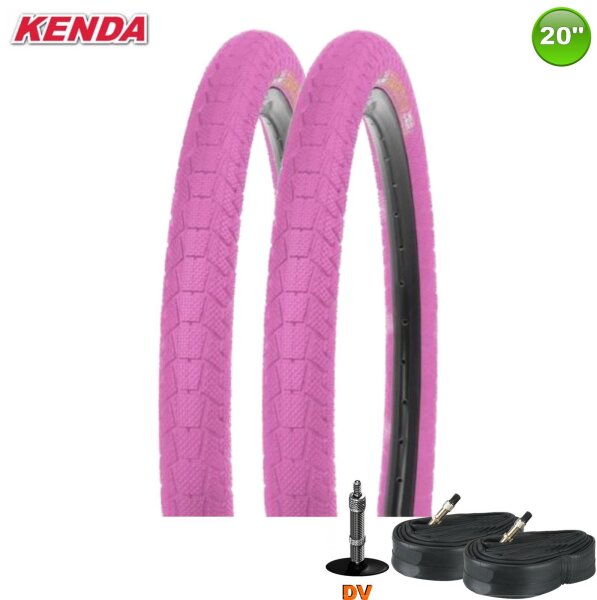 2 x Kenda K-907 Krackpot 20" Fahrradreifen Pink 50-406 (20 x 1.95) + 2 Schläuche DV